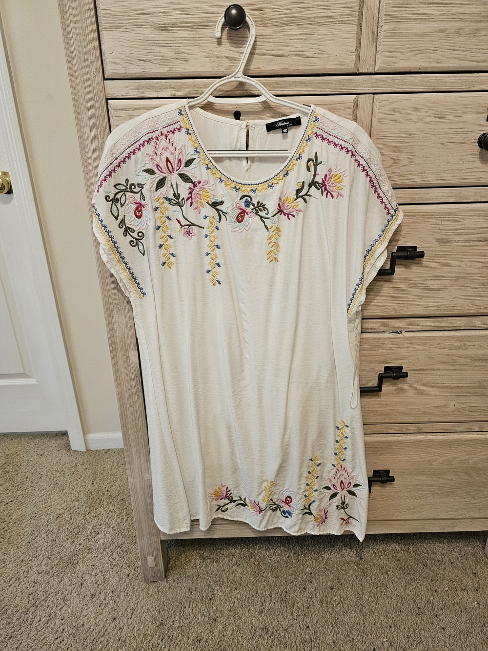 freespirit Cream Embroidered Boho Women's Dress